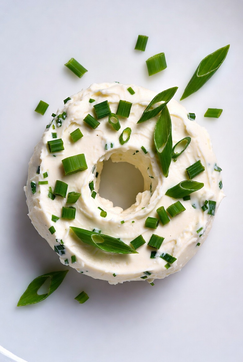 Scallion and Chive Cream Cheese Ring with fresh green scallions visible